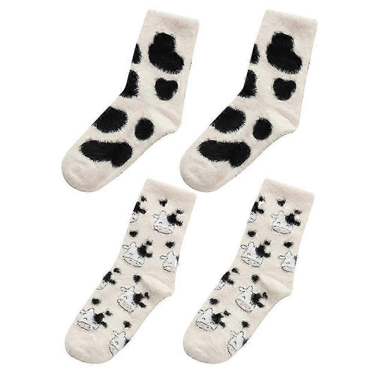 2 Pairs Winter Fuzzy Animal Socks Cute Comfy Warm Casual House Socks V1263-JX-4215