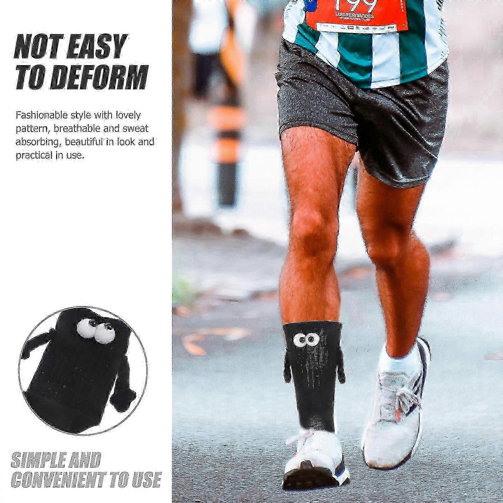 1 Pair Cotton Sports Socks Middle-Calf Hand Holding Pattern Crew Socks V1263-JX-4219