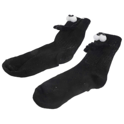1 Pair Cotton Sports Socks Middle-Calf Hand Holding Pattern Crew Socks V1263-JX-4219