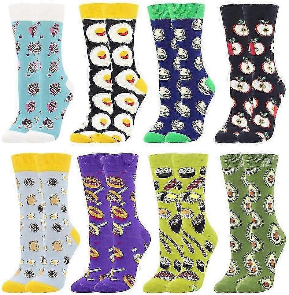 Women's Cotton Novelty Print Socks Animal Food Pattern Cute Pack Socks V1263-JX-4220
