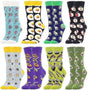 Women's Cotton Novelty Print Socks Animal Food Pattern Cute Pack Socks V1263-JX-4220