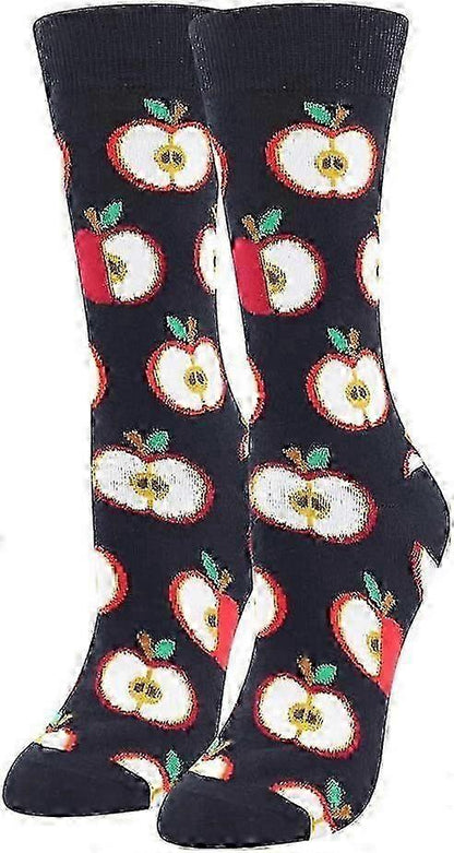 Women's Cotton Novelty Print Socks Animal Food Pattern Cute Pack Socks V1263-JX-4220
