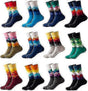 12 Pairs Mens Rhombus Basketball Socks Gradient Pattern Sports Crew Socks V1263-JX-4222