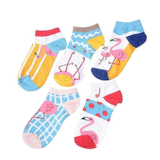 5 Pairs Women's Cotton Breathable Casual Short Socks for All Seasons V1263-JX-4227