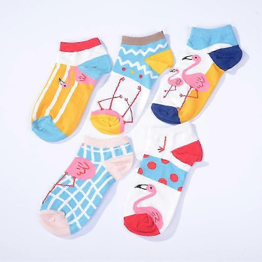 5 Pairs Women's Cotton Breathable Casual Short Socks for All Seasons V1263-JX-4227