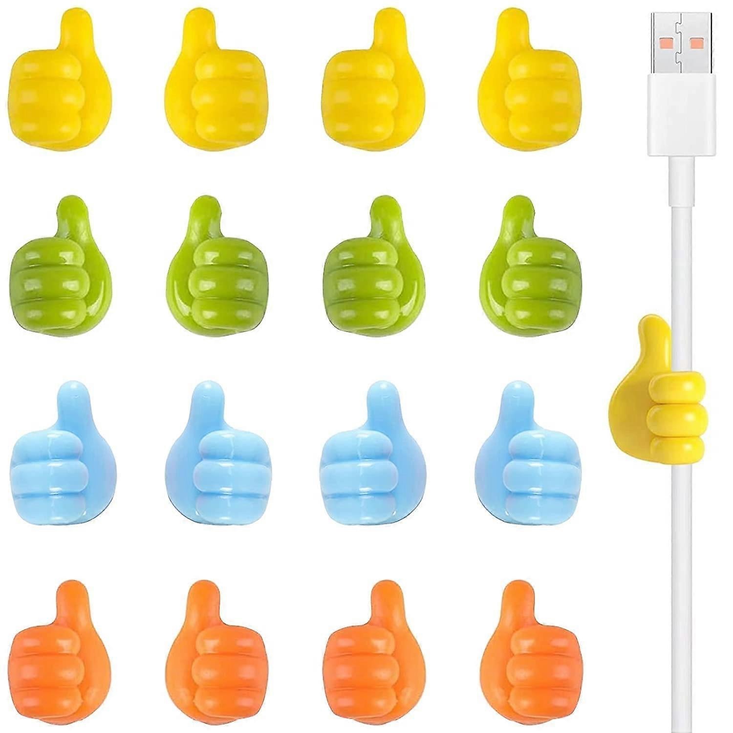 16pcs Cable Holders Thumb Gesture Hooks Desktop Wire Organizer Clips V1263-JX-4231