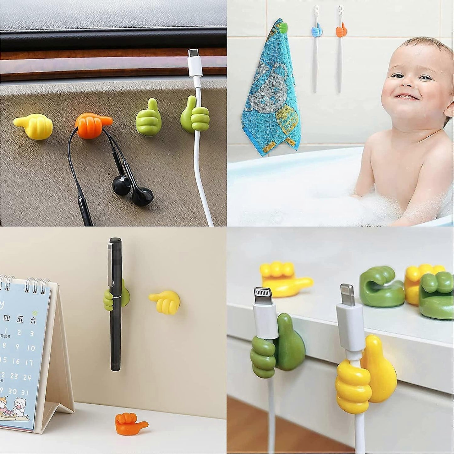 16pcs Cable Holders Thumb Gesture Hooks Desktop Wire Organizer Clips V1263-JX-4231