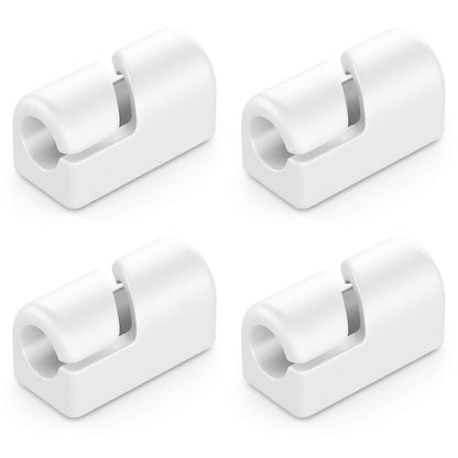 4-Pack White Cable Holders Self-Adhesive Clips for Wall Baseboard Cord Organizer V1263-JX-4239