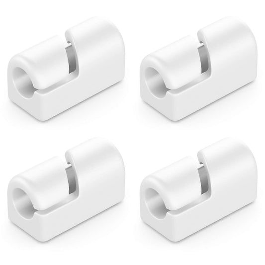 4-Pack White Cable Holders Self-Adhesive Clips for Wall Baseboard Cord Organizer V1263-JX-4239