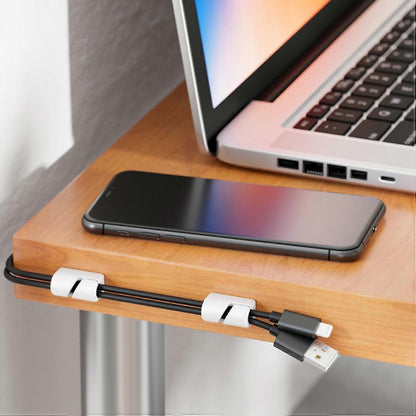 4-Pack White Cable Holders Self-Adhesive Clips for Wall Baseboard Cord Organizer V1263-JX-4239