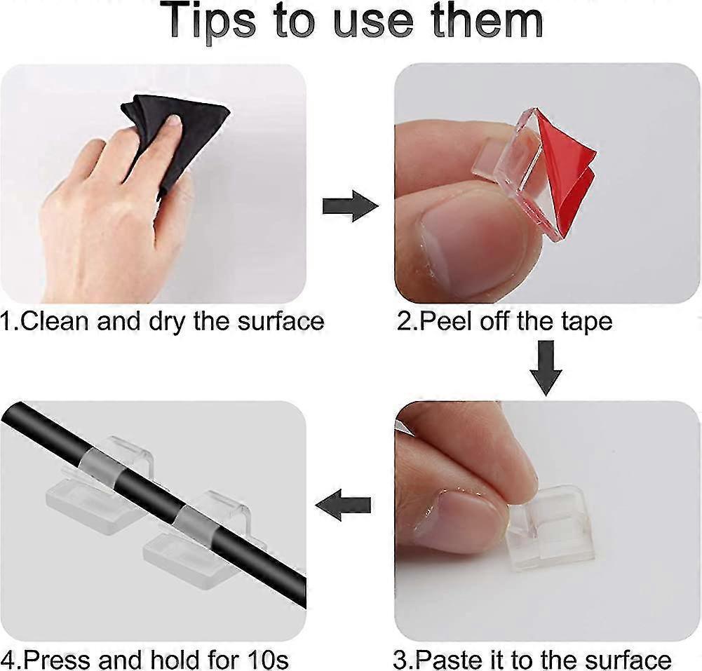 Self-Adhesive Cable Holder Set Wire Clips Cord Clamps for Cable Management V1263-JX-4241