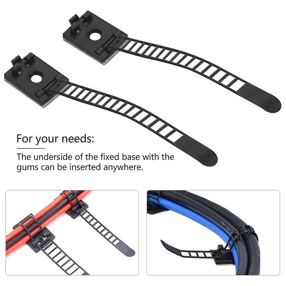 20pcs Adjustable Cable Clips with Adhesive Wire Fixing Holder Set for Home Office V1263-JX-4242