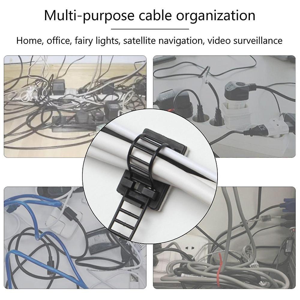 20pcs Adjustable Cable Clips with Adhesive Wire Fixing Holder Set for Home Office V1263-JX-4242