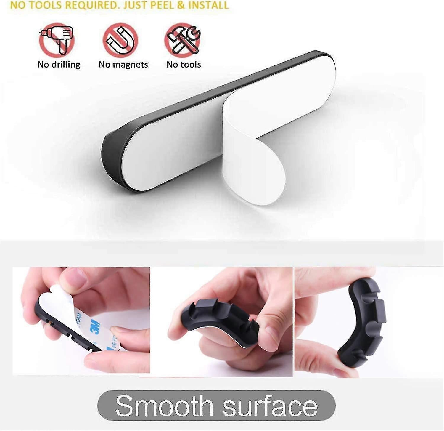 2pcs Adhesive Cable Clips Cord Organizer Hooks for Power and Charging Cables V1263-JX-4245