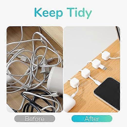 6-Pack White grip Cable Clips Desk Cord Organizer Self-Adhesive Cable Holder V1263-JX-4247