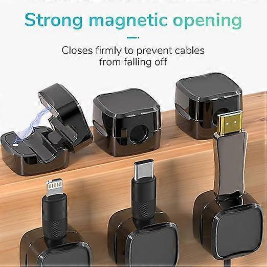 6-Pack Black grip Cable Clips Desk Organizer Adhesive Wire Holder V1263-JX-4248