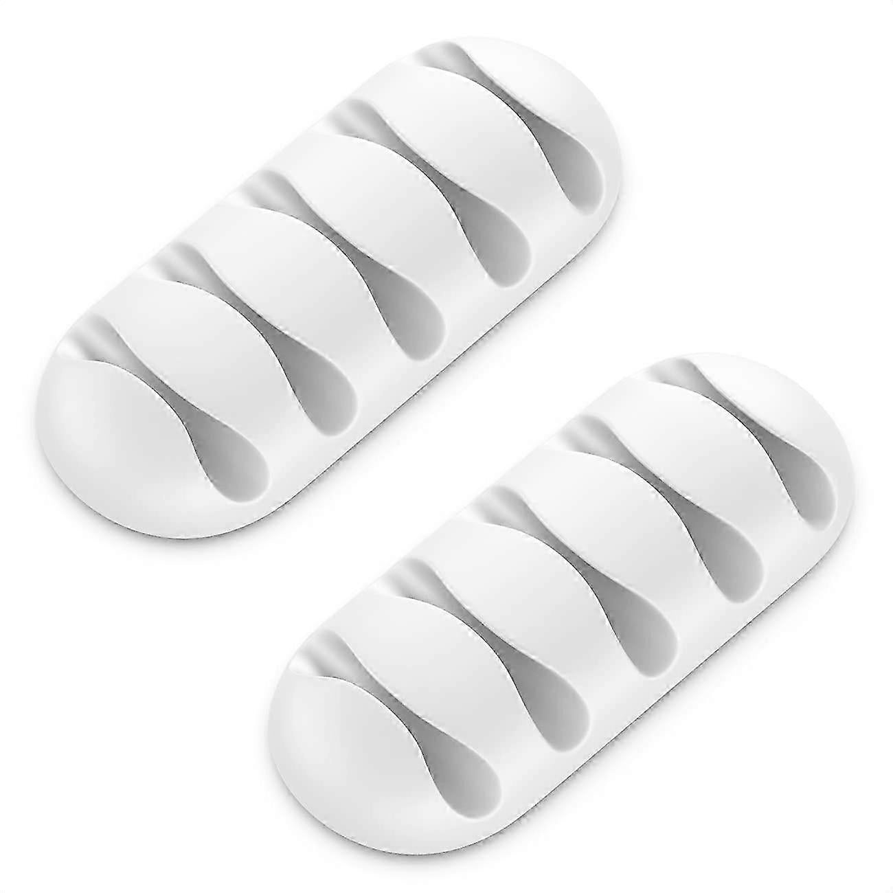 2pcs Cable Holders with 5 Cable Slots White Desk Organizer Wire Management Clips V1263-JX-4249