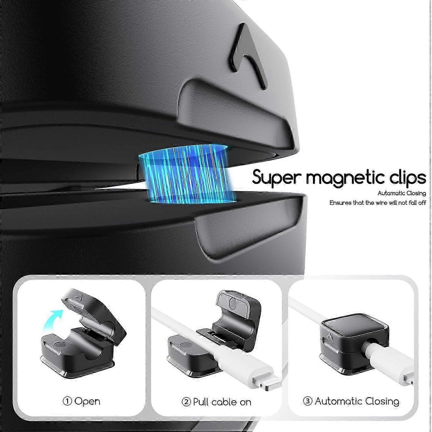 6-Pack grip Cable Clips Desk Organizer Strong Adhesive Cord Holders for Home V1263-JX-4250