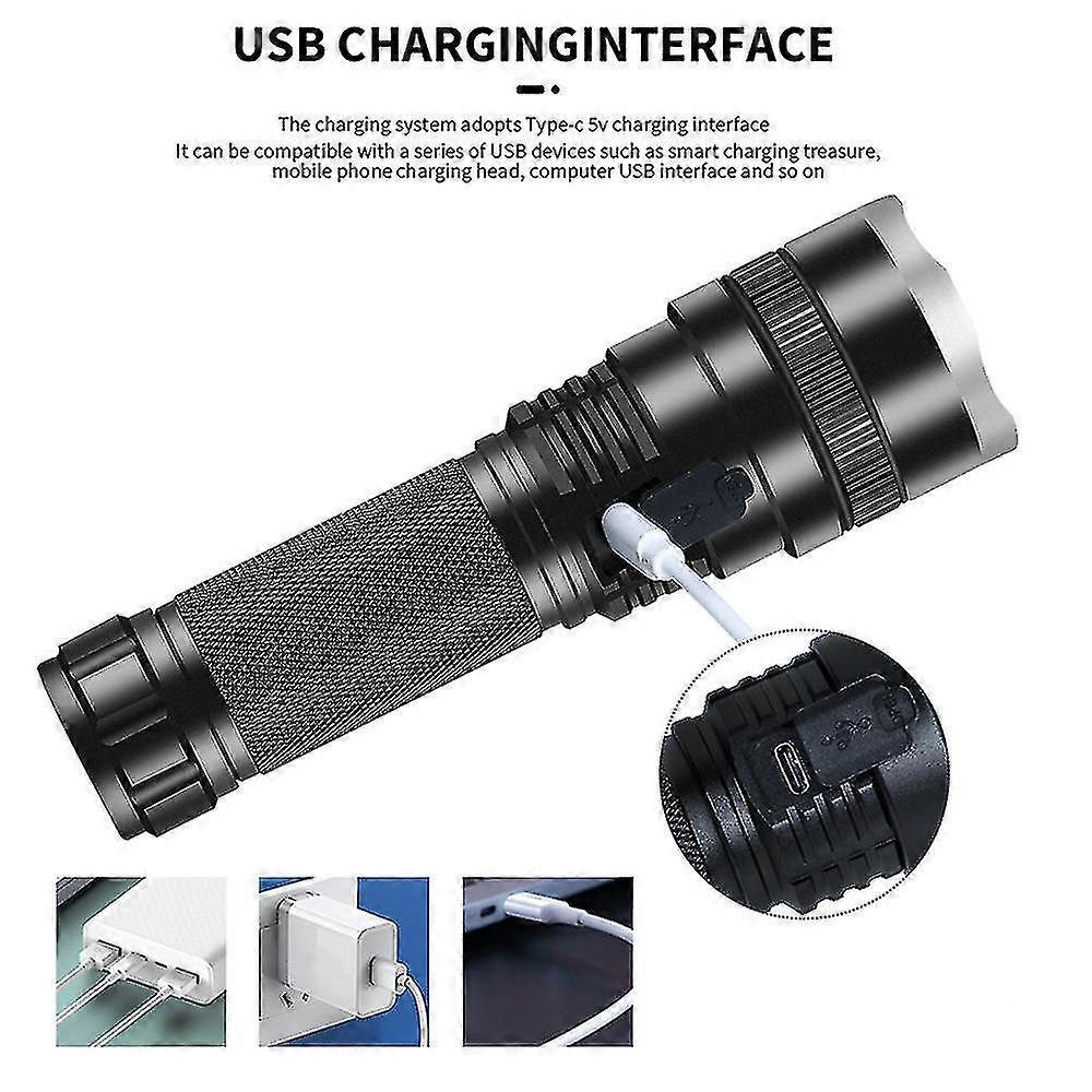 Bright Tactical LED Flashlight Rechargeable Torch for Outdoor and Emergency V1263-JX-4259