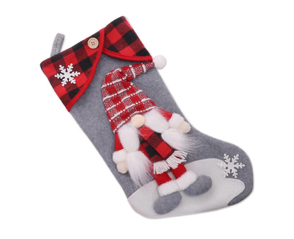 Christmas Gift Bag Decorative Faceless Santa Gnome Doll Socks-Grey V1263-JX-426