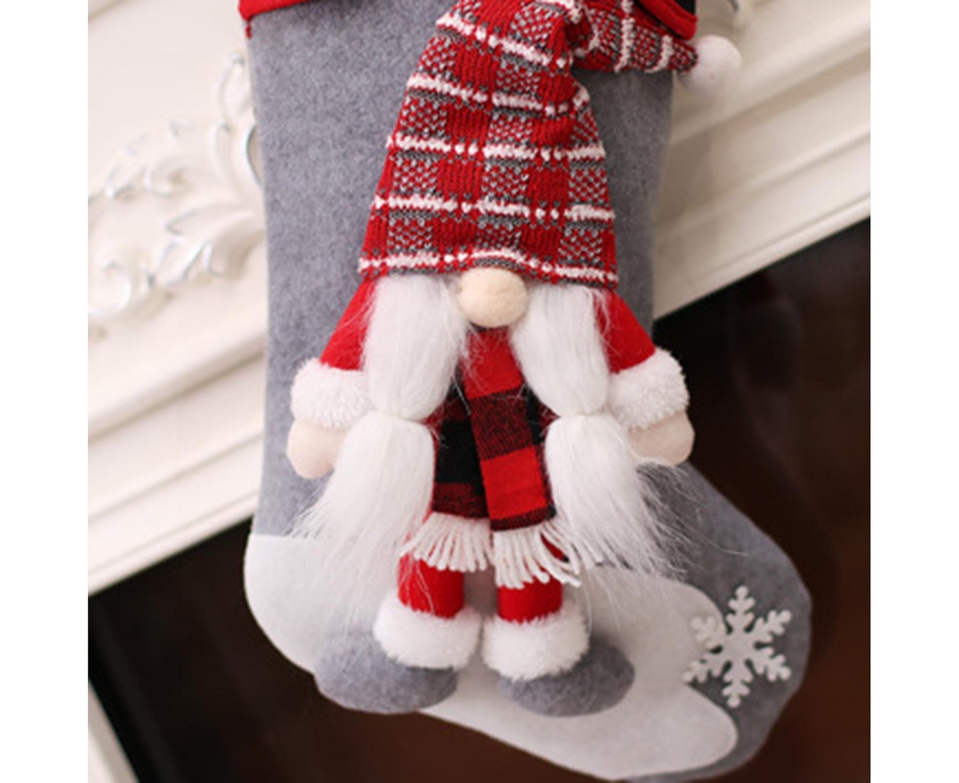 Christmas Gift Bag Decorative Faceless Santa Gnome Doll Socks-Grey V1263-JX-426
