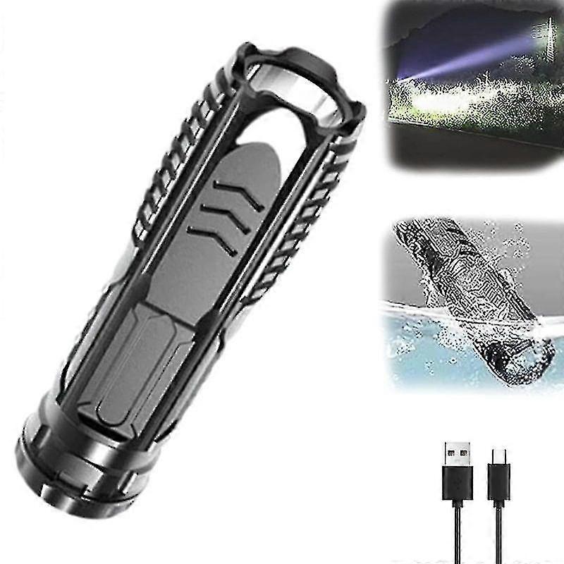 Multifunctional Waterproof Rechargeable Flashlight (Black, 1pc) V1263-JX-4261
