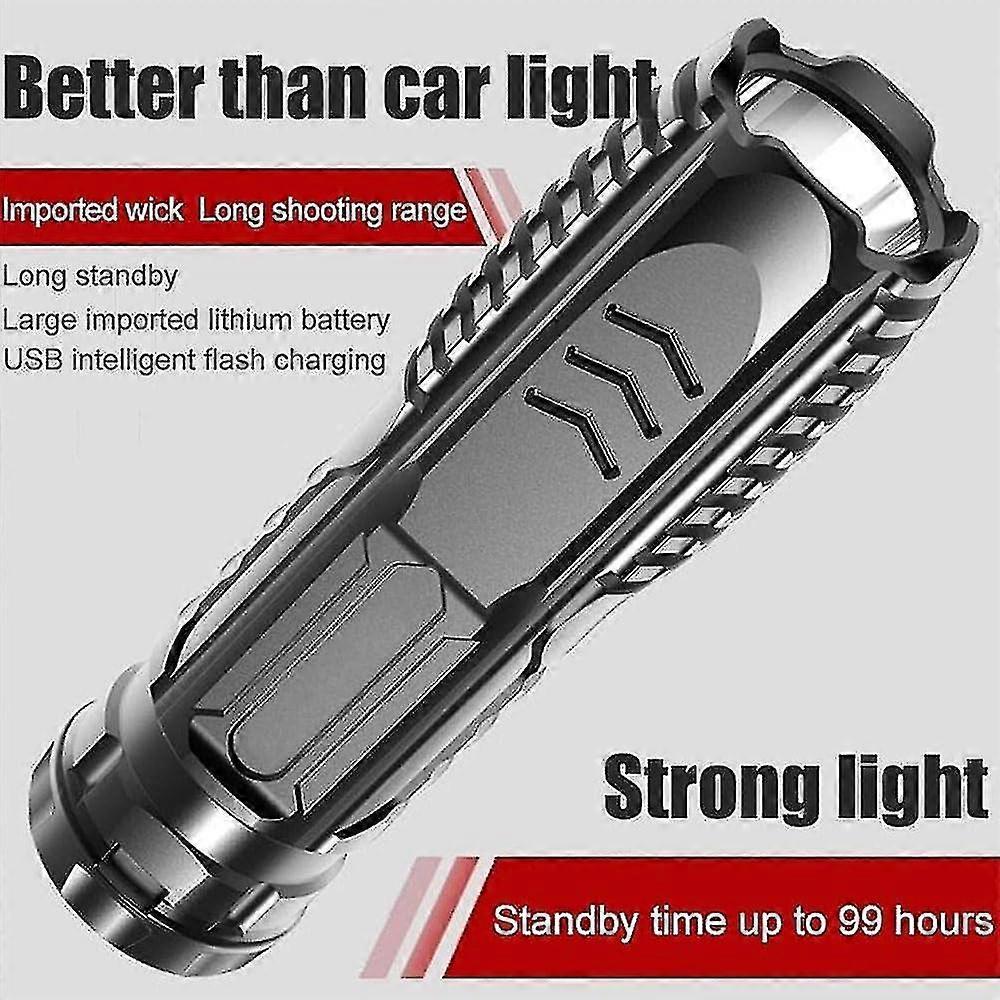 Multifunctional Waterproof Rechargeable Flashlight (Black, 1pc) V1263-JX-4261
