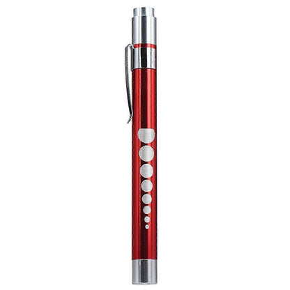 Red Pen Flashlight Battery Powered Portable Emergency LED Torch (1pc) V1263-JX-4263