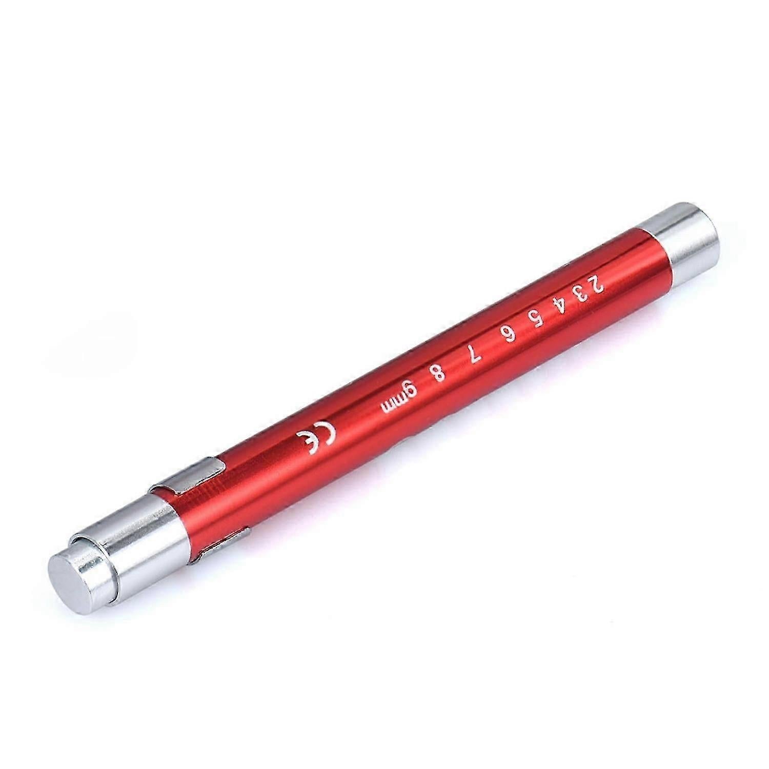 Red Pen Flashlight Battery Powered Portable Emergency LED Torch (1pc) V1263-JX-4263