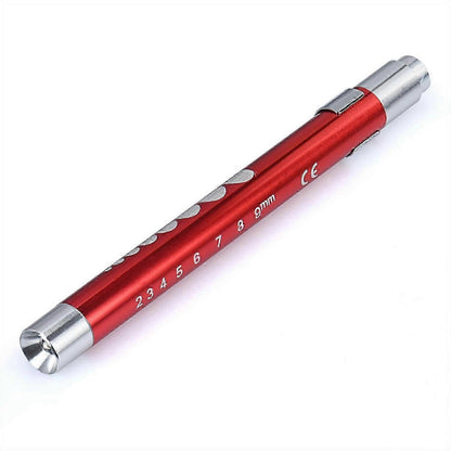 Red Pen Flashlight Battery Powered Portable Emergency LED Torch (1pc) V1263-JX-4263