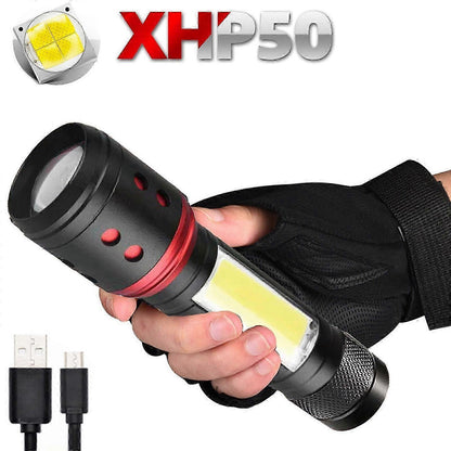 Super Bright LED Tactical Flashlight Zoomable Rechargeable with Multiple Modes V1263-JX-4266