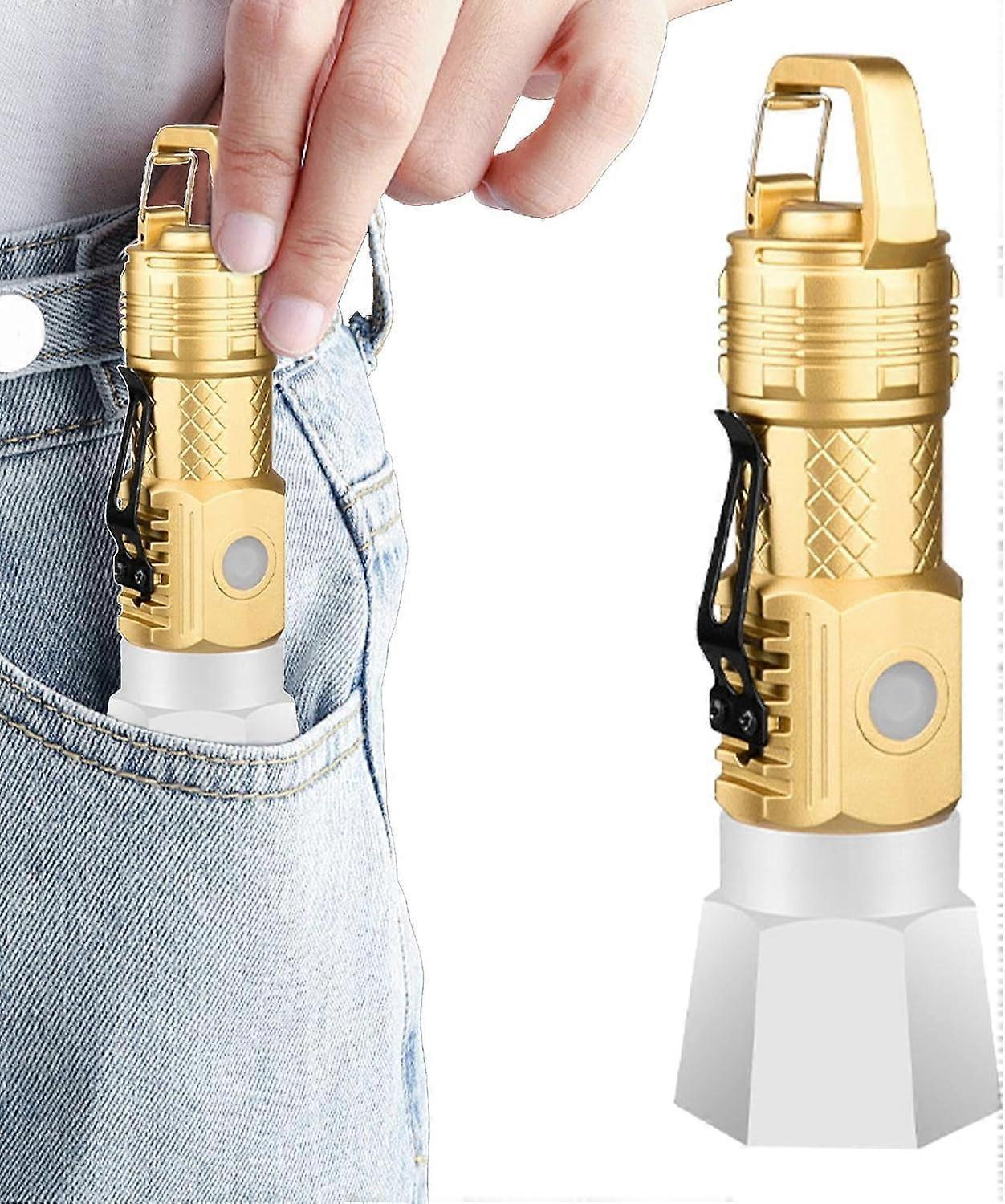 Camping Flashlight Small Waterproof LED Torch with Hook USB Rechargeable V1263-JX-4267