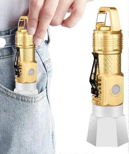 Camping Flashlight Small Waterproof LED Torch with Hook USB Rechargeable V1263-JX-4267
