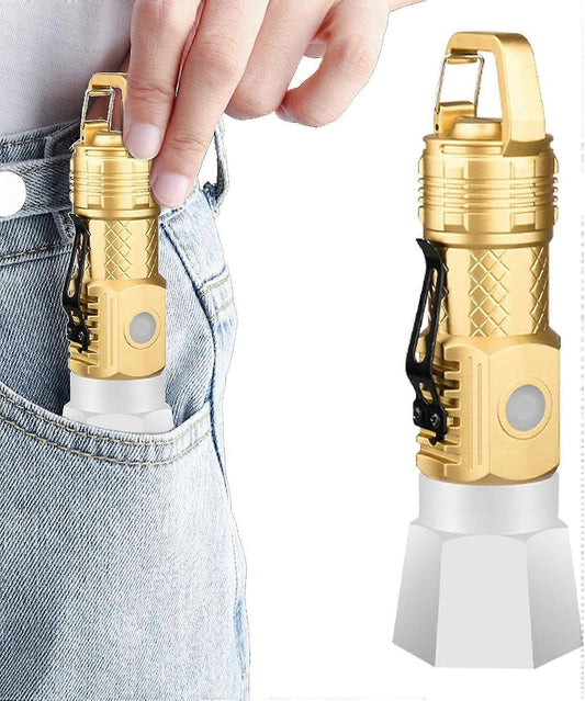 Camping Flashlight Small Waterproof LED Torch with Hook USB Rechargeable V1263-JX-4267