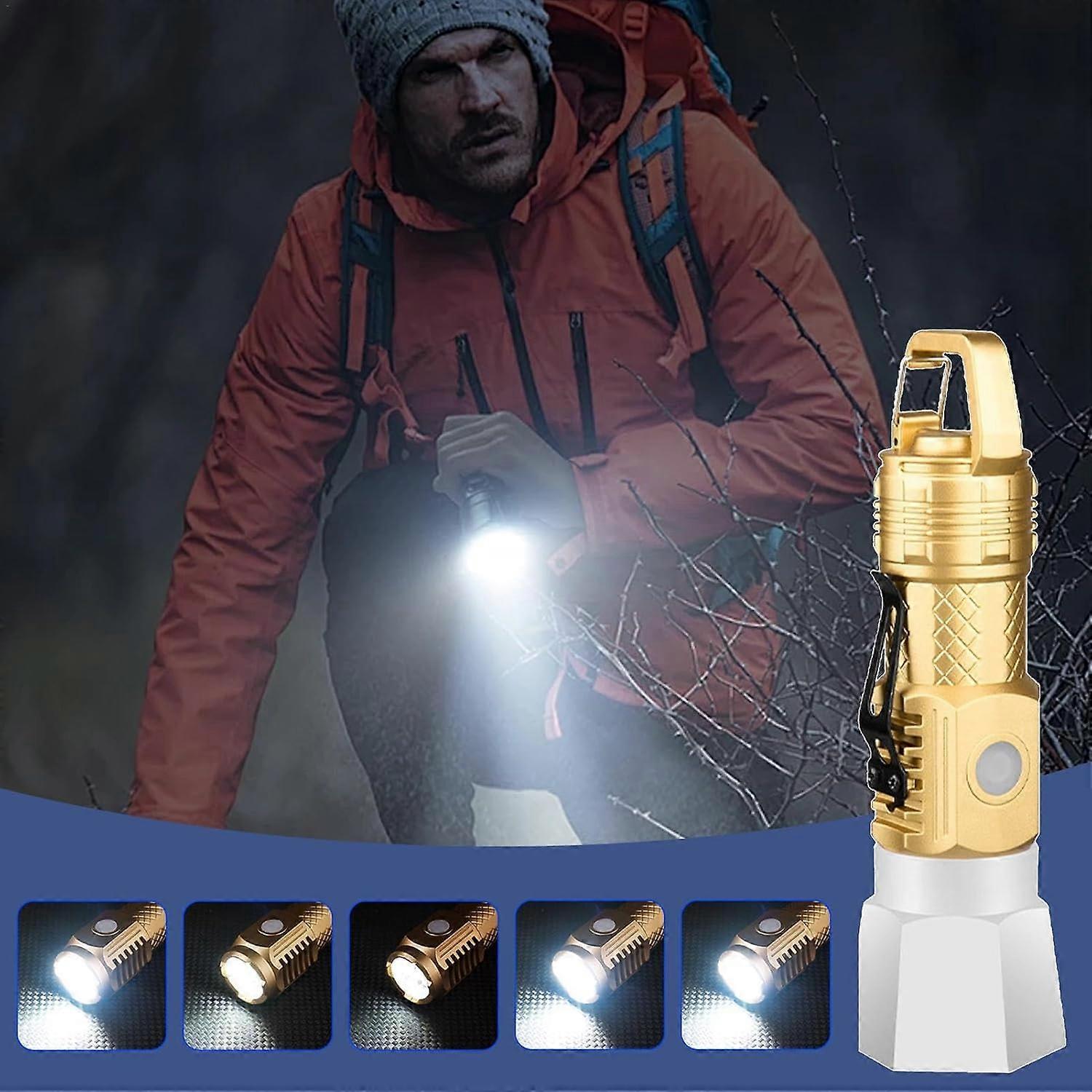 Camping Flashlight Small Waterproof LED Torch with Hook USB Rechargeable V1263-JX-4267