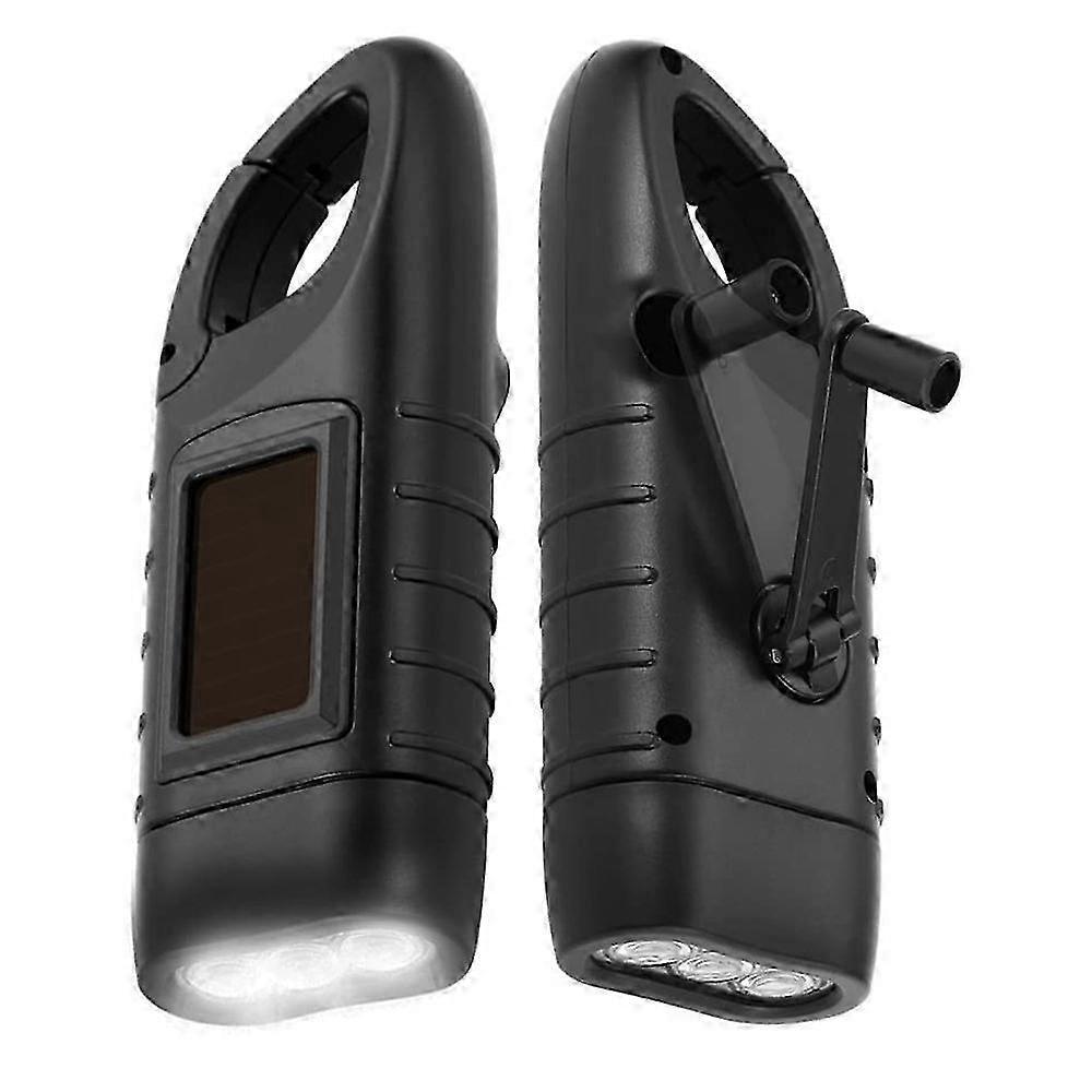 2pcs Hand-Crank Solar Flashlights Emergency Mini LED Torch for Survival Kits V1263-JX-4268