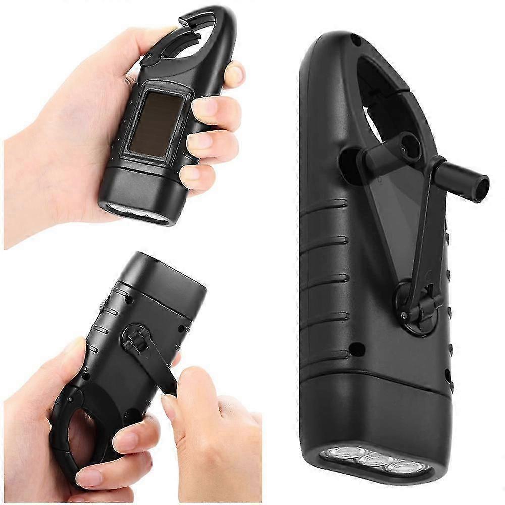 2pcs Hand-Crank Solar Flashlights Emergency Mini LED Torch for Survival Kits V1263-JX-4268