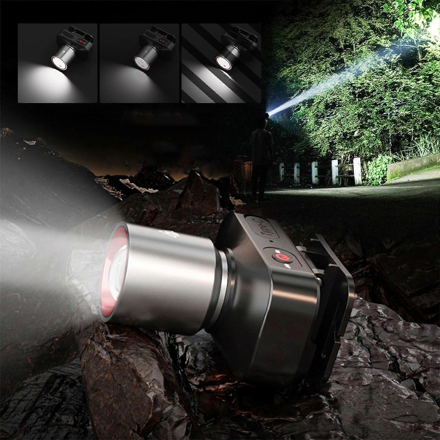 Bright LED Flashlight Rechargeable Zoomable Tactical Torch with 3 Modes V1263-JX-4273