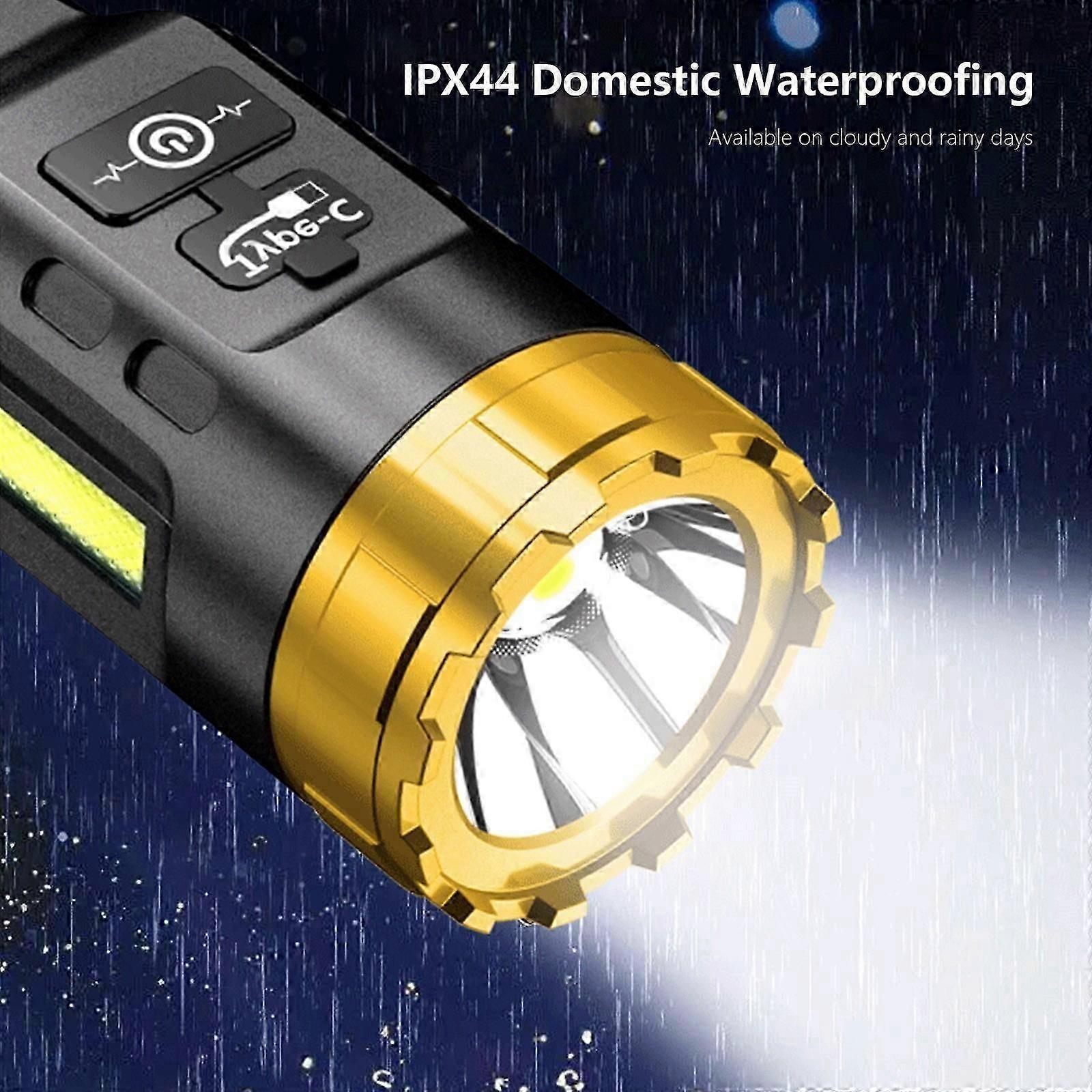 Rechargeable LED Flashlight with COB Sidelight for Camping & Emergency Use V1263-JX-4277