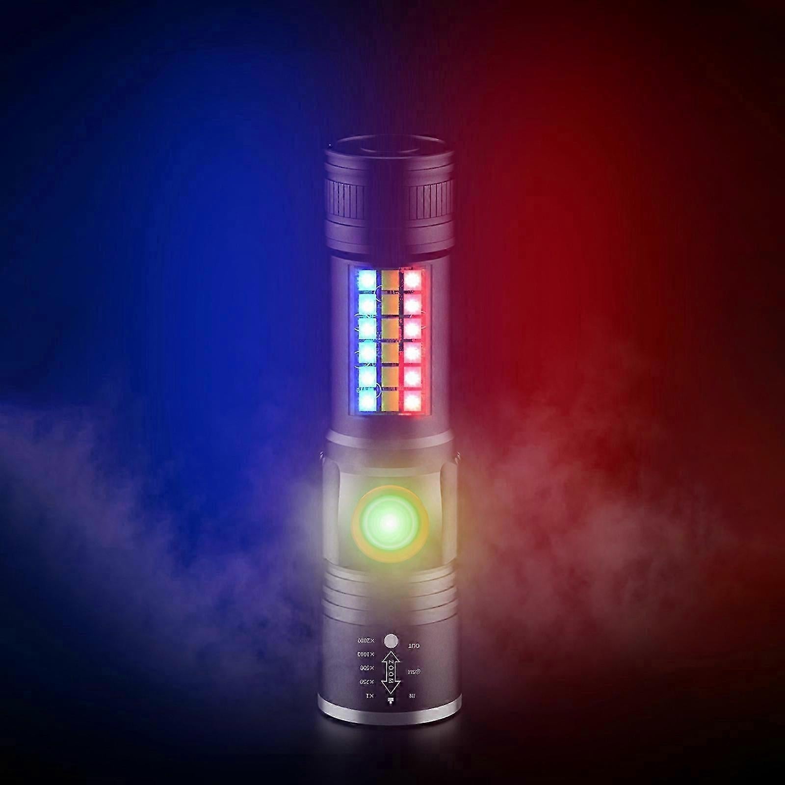 USB Rechargeable LED Flashlight with Sidelight Zoomable Mini Camping Tactical Torch V1263-JX-4282