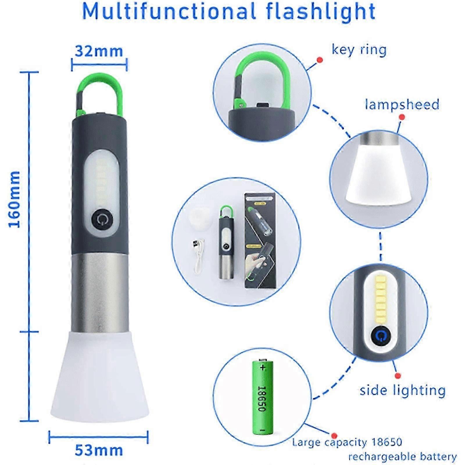 LED Tactical Laser Flashlight Rechargeable Pocket Torch with 4 Modes V1263-JX-4285