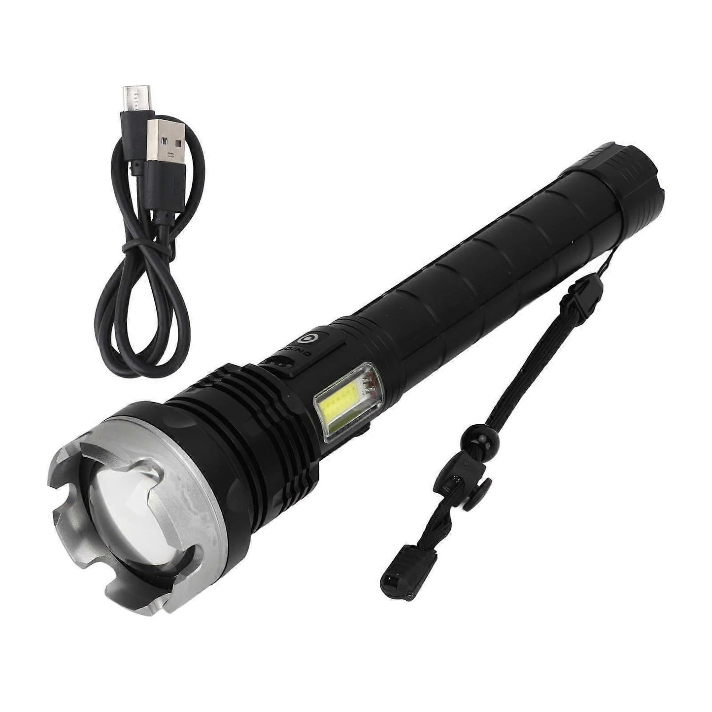 Super Bright Zoomable Flashlight USB Rechargeable Waterproof Aluminum Outdoor Torch V1263-JX-4286