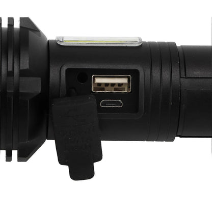 Super Bright Zoomable Flashlight USB Rechargeable Waterproof Aluminum Outdoor Torch V1263-JX-4286
