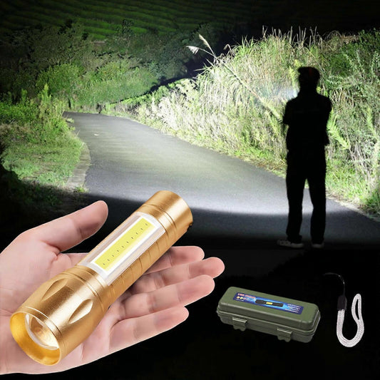 Super Bright Rechargeable LED Flashlight Zoomable with Modes Handheld Torch (FF) V1263-JX-4289