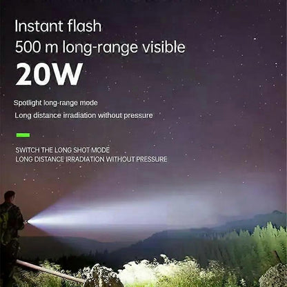 Camping Flashlight USB Rechargeable Outdoor Torch with Emergency Light V1263-JX-4293