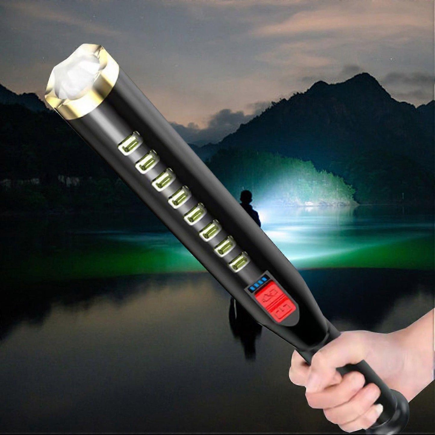 High Lumen Zoomable Flashlight Rechargeable LED Torch for Outdoor & Emergency V1263-JX-4294