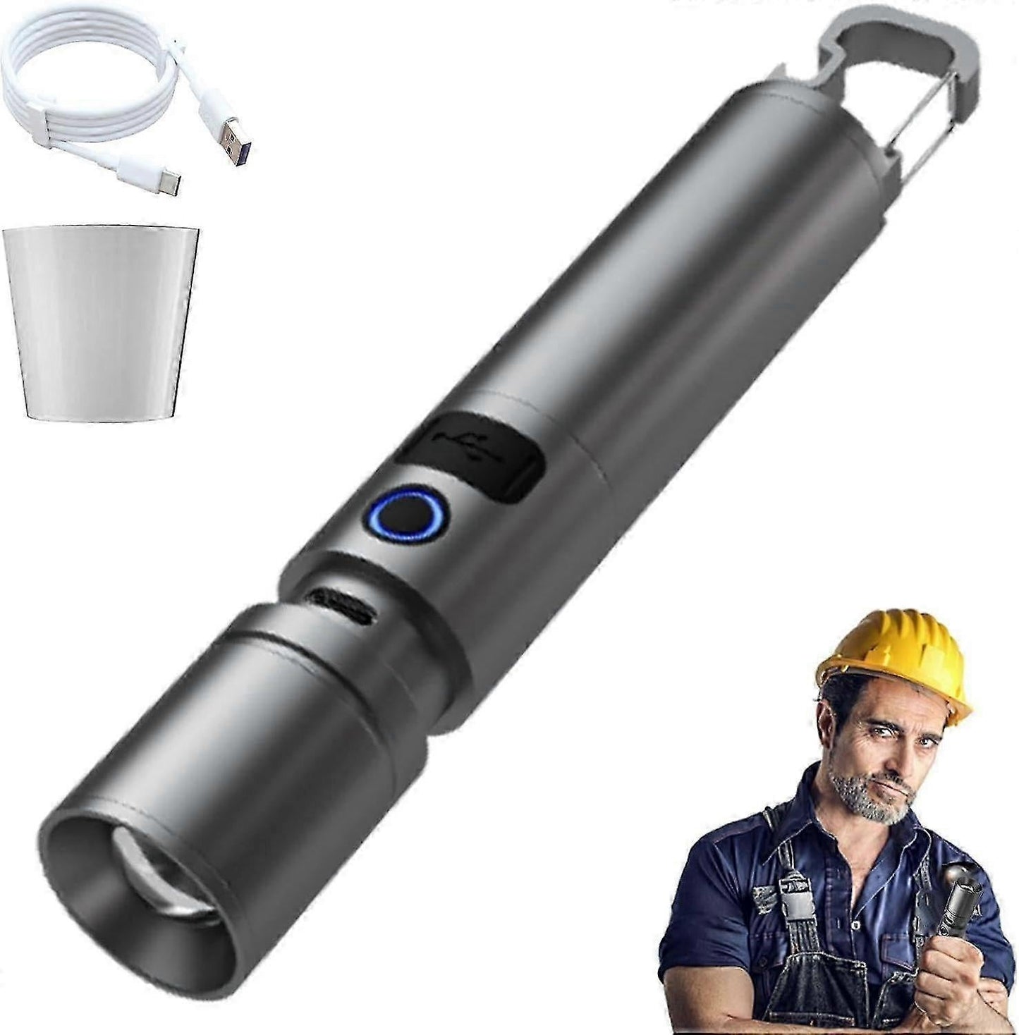 Rechargeable LED Flashlight High Brightness Emergency Torch Portable and Powerful V1263-JX-4295