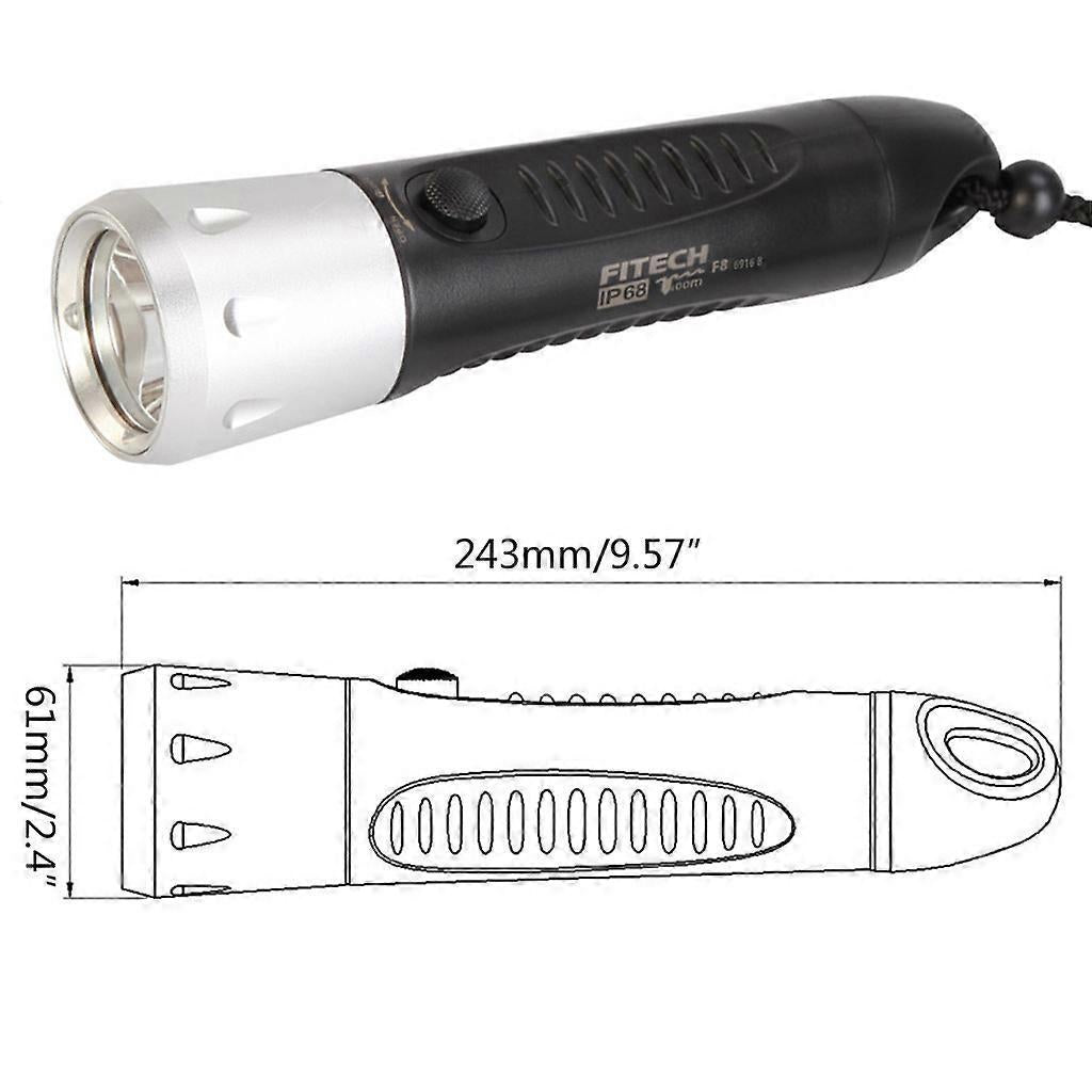Diving Flashlight Waterproof Rechargeable Torch for Emergency Submersible Use - Yellow V1263-JX-4302