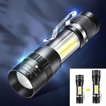 1000LM LED Flashlight Rechargeable Zoomable Torch with 4 Modes Super Bright Handheld Light V1263-JX-4308