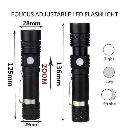 Rechargeable Flashlight Zoomable Torch for Camping and Outdoor Use - Bright LED Flashlight V1263-JX-4318